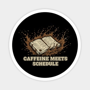Caffeine Meets Schedule – Planner Spill Work Humor Magnet